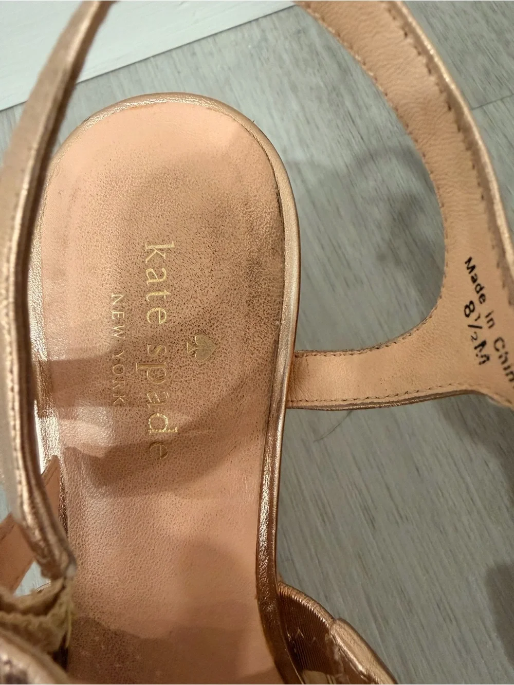 Kate Spade New York Rose Gold Tianna Woven Wedge Platform Sandals Size 8.5